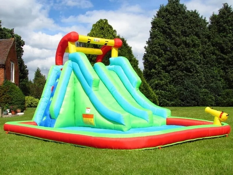 Inflatable water bouncer platform for commercial rental business