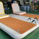 Sun-deck inflatable floating platform for water relaxation