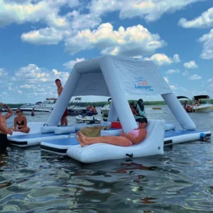 A group of people on a floating raft