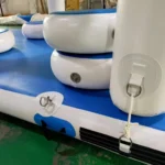 A group of white and blue inflatable objects