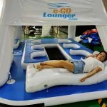 A woman lying on a floating object