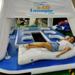 A woman lying on a floating object