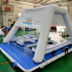 A inflatable floating platform in a building