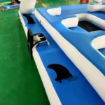 A blue and white inflatable floating area - Inflatable Islands