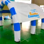 Floating inflatable canopy chair for luxury water recreation