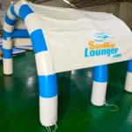 Inflatable chair with canopy product design for floating islands