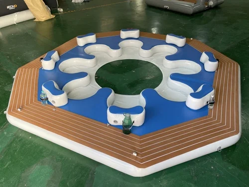 Inflatable dock construction detail for commercial water park use