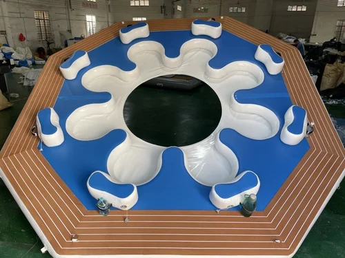 Detailed installation photo of a floating inflatable dock section