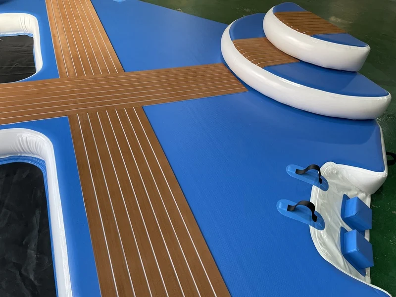 Step-by-step assembly of a commercial inflatable dock platform