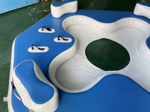 Construction photo of a floating inflatable dock platform edge