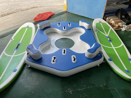 Detailed construction view of an inflatable dock seam and material