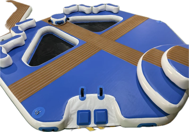 Product illustration of a modular inflatable dock system