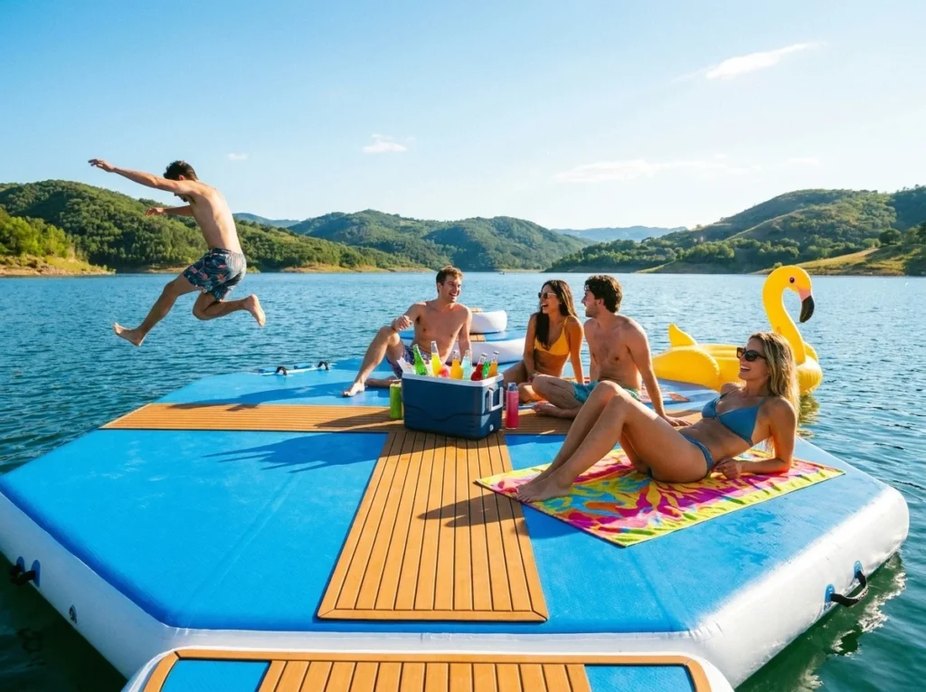 Featured image for inflatable floating dock and marine leisure articles.