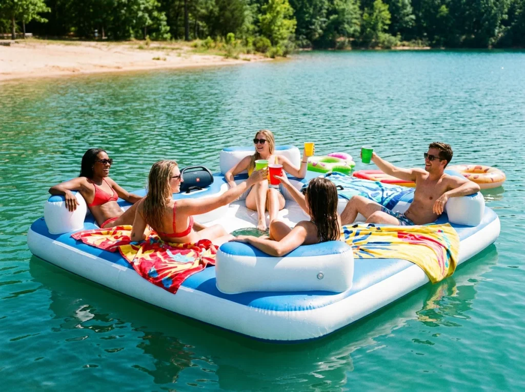 Conceptual featured image for inflatable watercraft and summer water toy blog posts.