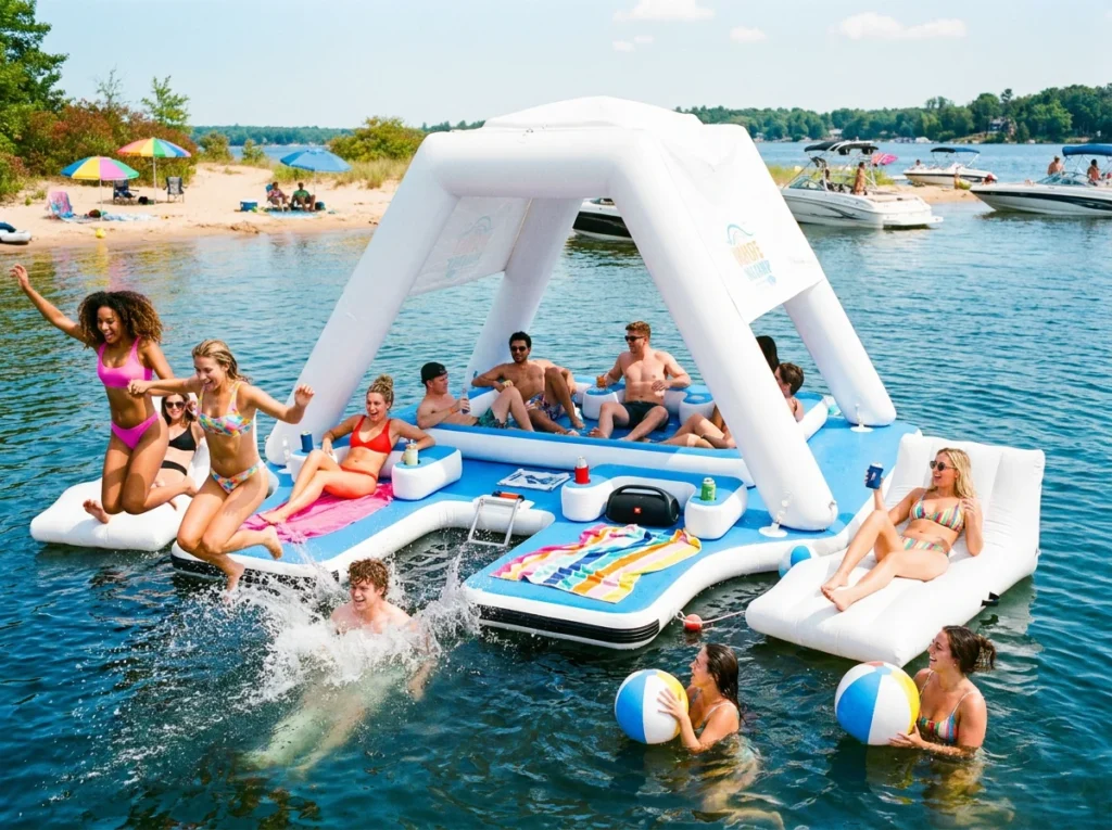 Conceptual featured image for inflatable watercraft and summer water toy blog posts.