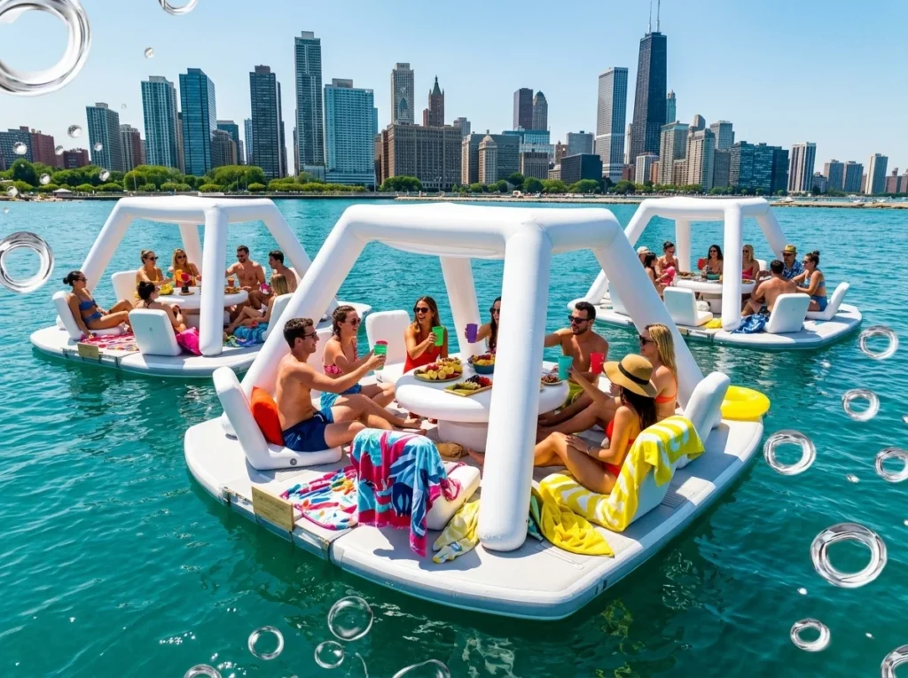 Chicago yacht rental alternative - luxe eco-friendly Inflatable Island