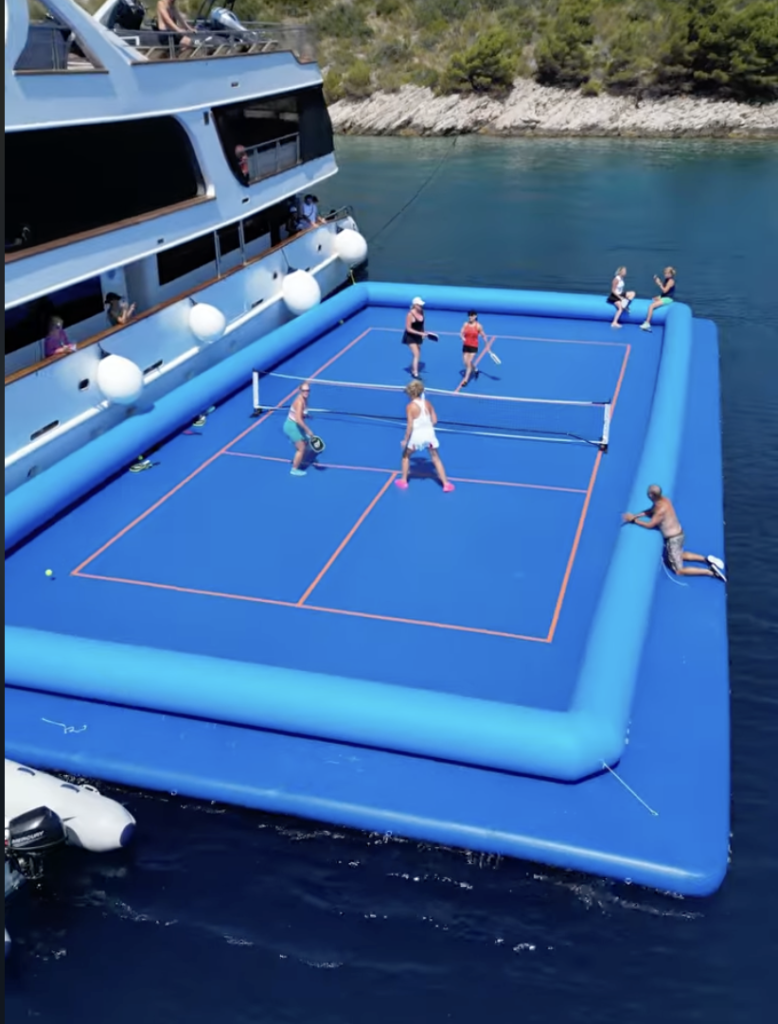 floating inflatable pickleball court