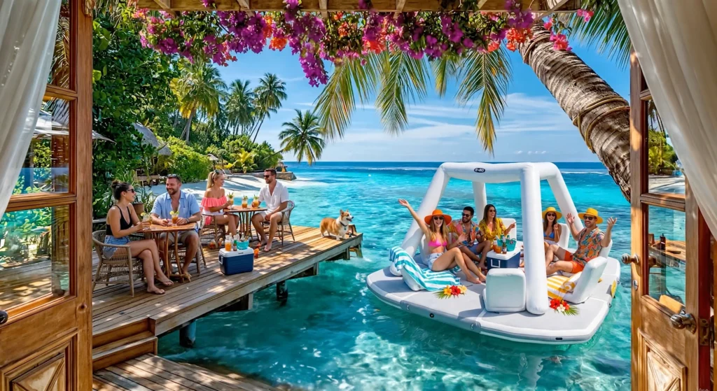 Inflatable Party Island when there is no beach.