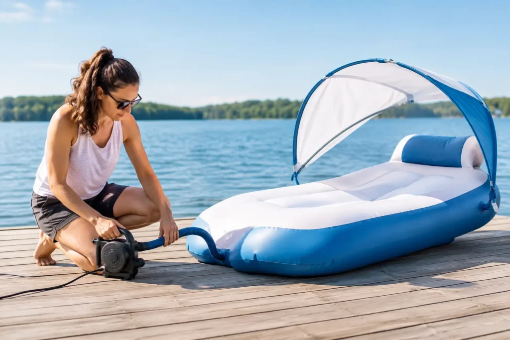 How to Inflate a Canopy Lounger for Lake Days